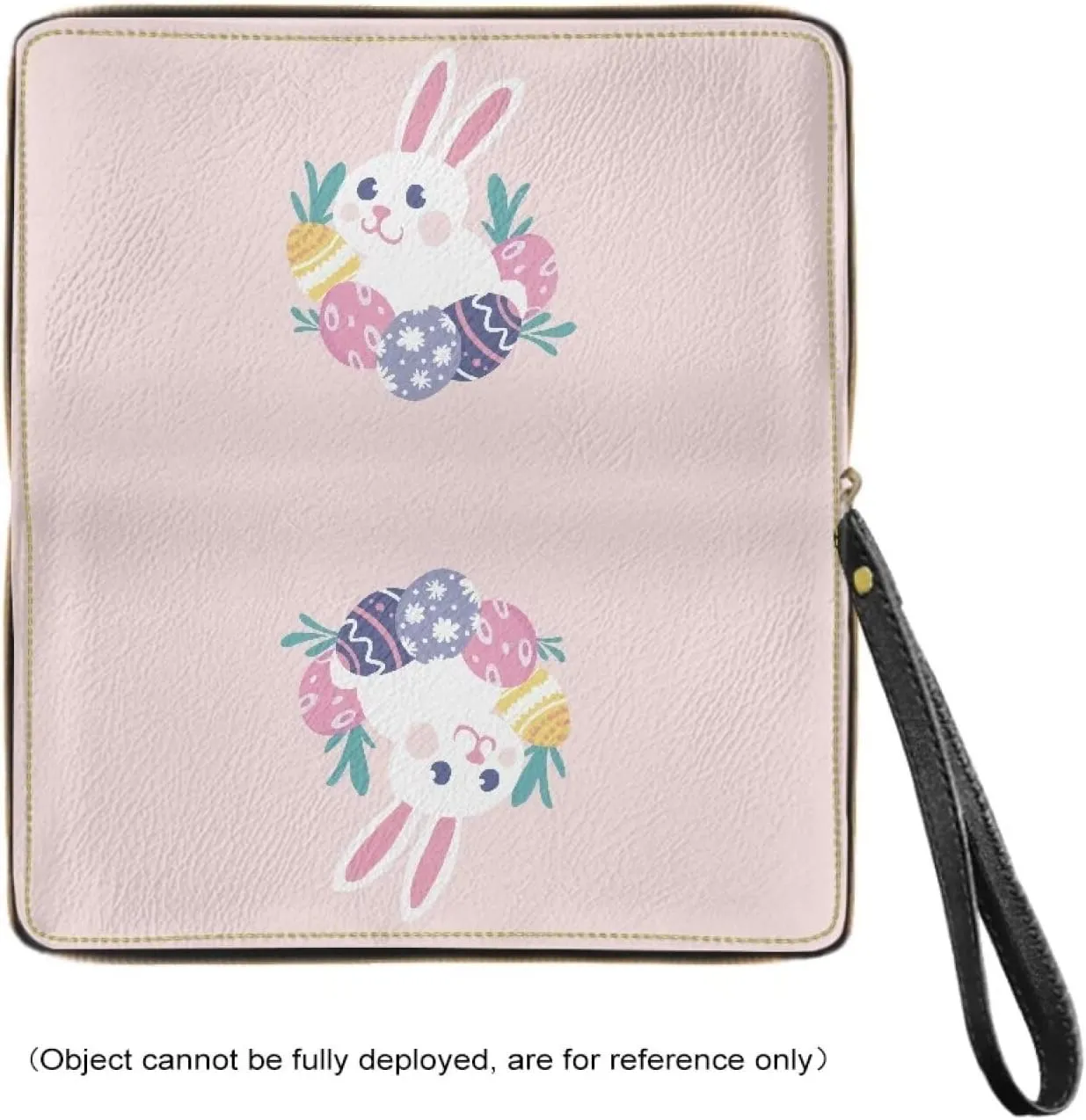 Long Clutch Wallet Cute Pink Easter Bunny Rabbit Eggs Print Travel Clutch Wallet PU Leather Wristlet Purse Stylish Ladies Shopping Long Wristlet Purse for Credit Card, Cash,Coin, Bill