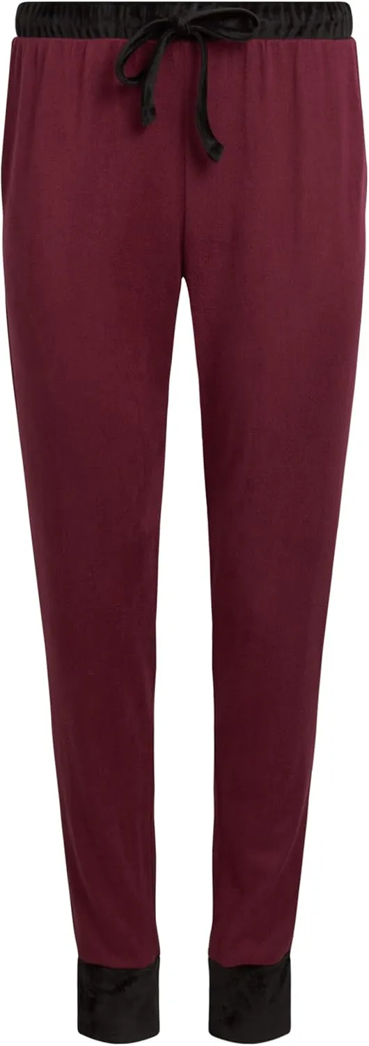 Lucky Brand Women's Pajama Set - 2 Piece Long Sleeve Sleep Shirt and Jogger Pants with Velour Trim (S-XL)