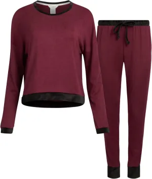 Lucky Brand Women's Pajama Set - 2 Piece Long Sleeve Sleep Shirt and Jogger Pants with Velour Trim (S-XL)