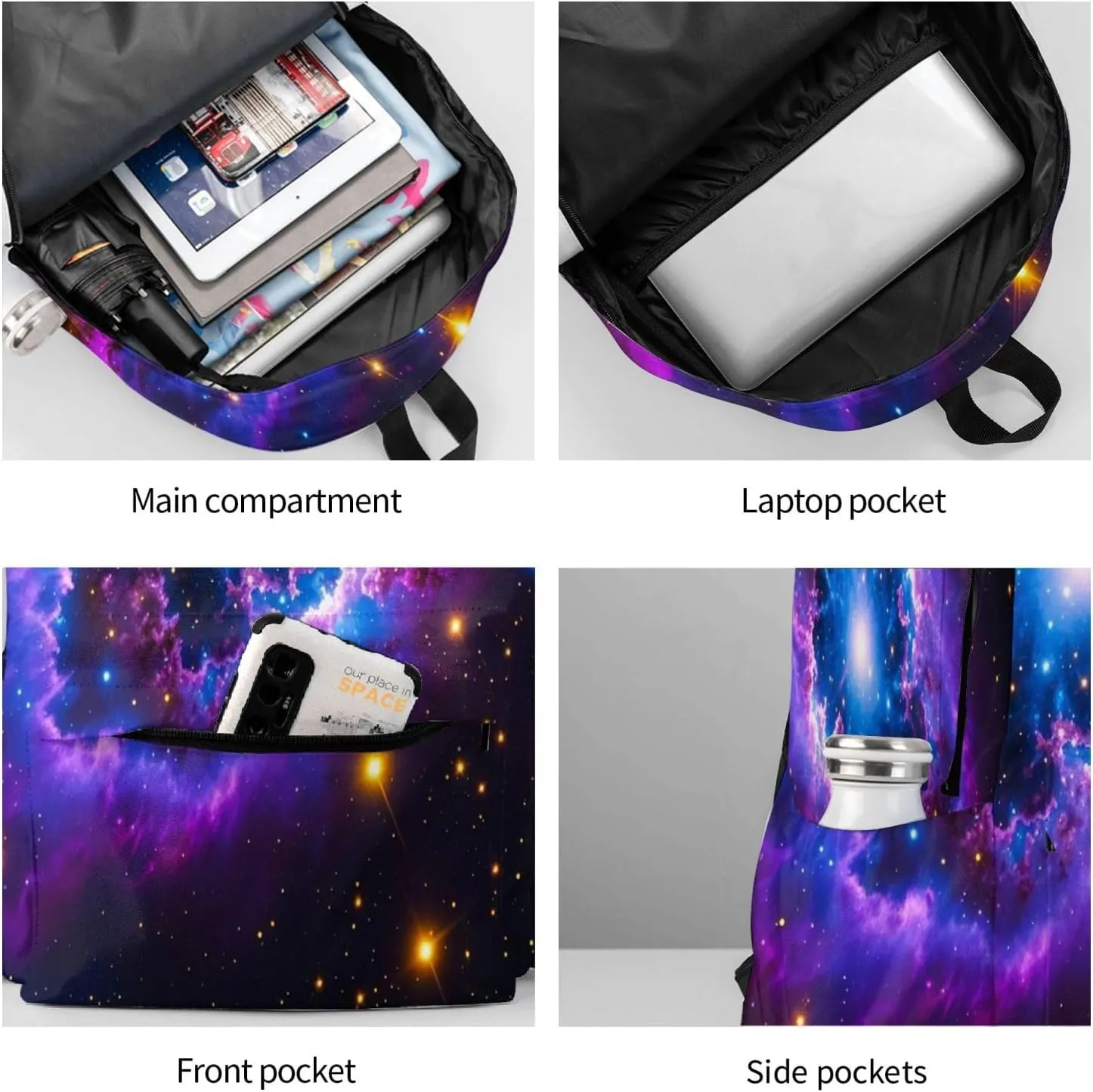 Luminous Nebula Adult Backpacks 15 Inch Laptop Backpack Travel Bag for Men Women Gifts