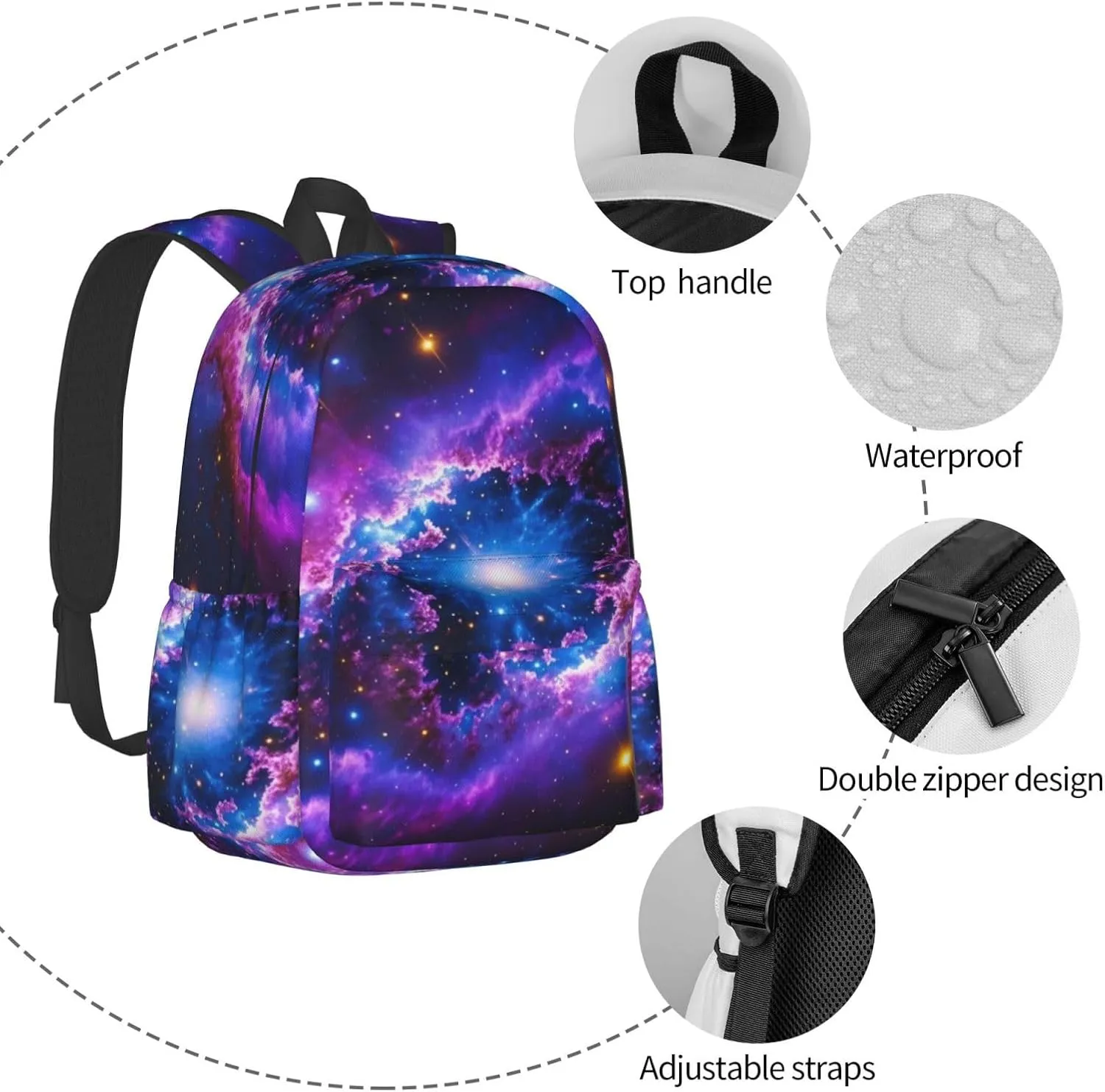 Luminous Nebula Adult Backpacks 15 Inch Laptop Backpack Travel Bag for Men Women Gifts