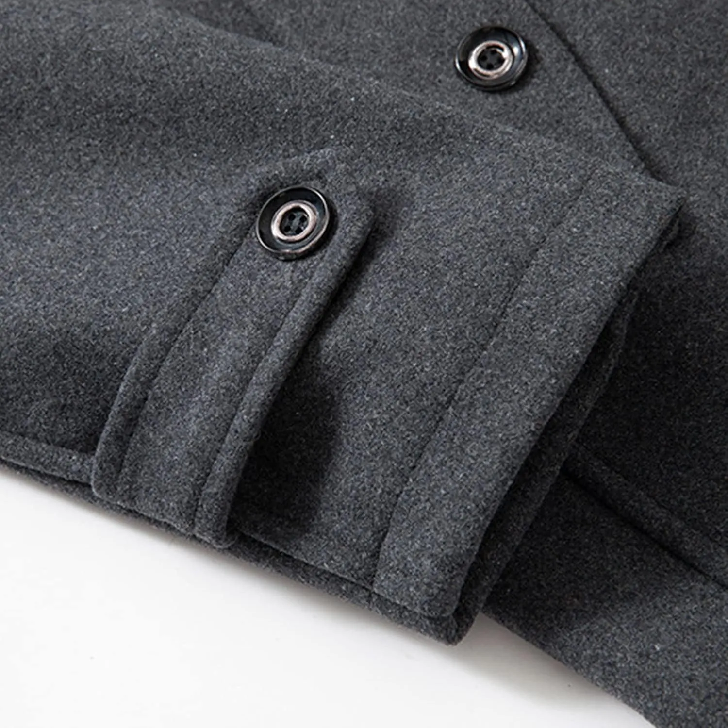 Lu's Chic Men's Winter Business Casual Zip Up Jacket Wool Trench Coat Slim Fit Top Coat Single Breasted Peacoat