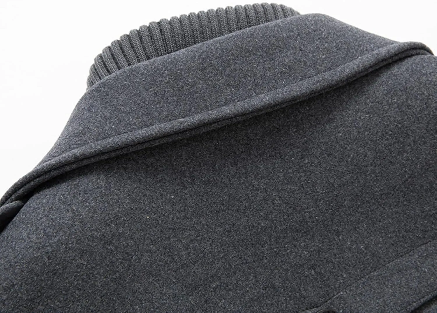 Lu's Chic Men's Winter Business Casual Zip Up Jacket Wool Trench Coat Slim Fit Top Coat Single Breasted Peacoat