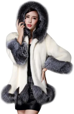 Luxury Faux Fur Coat Women Plus Size Winter Clothes Fluffy Cardigan with Hood Warm Cozy Jackets Fashion Outerwear
