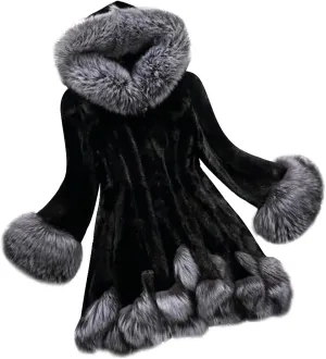 Luxury Faux Fur Coat Women Plus Size Winter Clothes Fluffy Cardigan with Hood Warm Cozy Jackets Fashion Outerwear