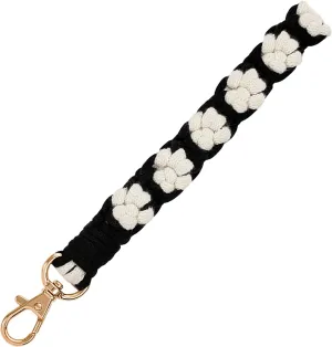Macrame Keychain Wristlet Lanyard for Women & Girls, Cute Boho Woven Bracelet with Clip Hook for Keys, ID Badges