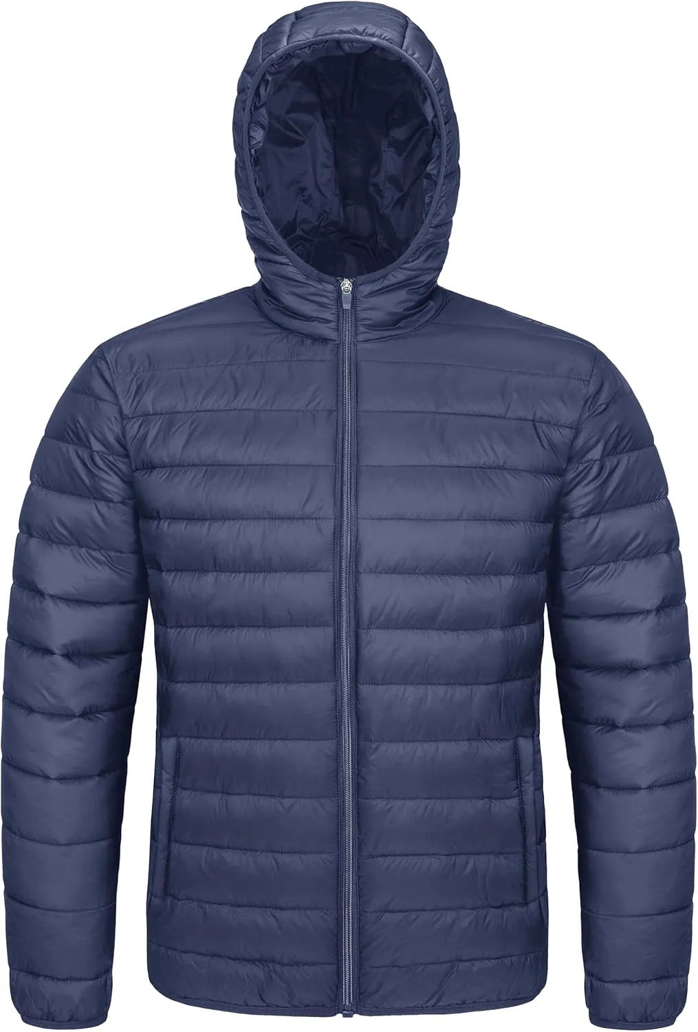 MAGCOMSEN Men's Lightweight Puffer Jacket Hooded Full Zip Water-Resistant Quilted Lined Winter Coats
