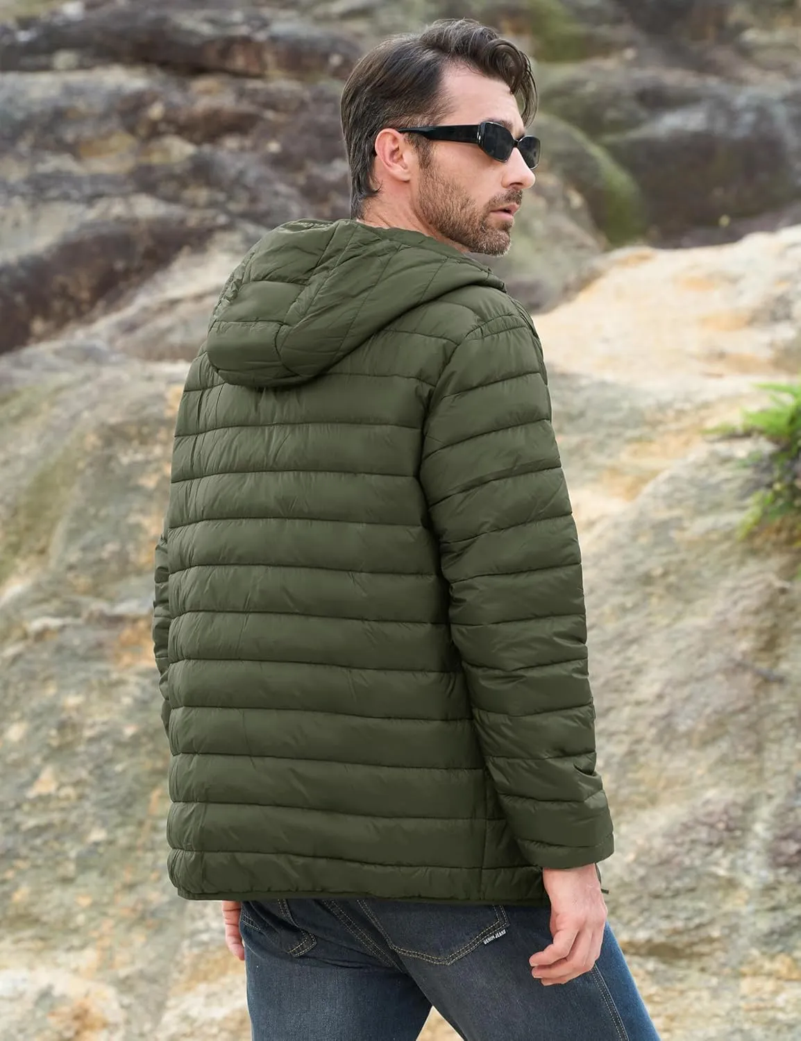 MAGCOMSEN Men's Lightweight Puffer Jacket Hooded Full Zip Water-Resistant Quilted Lined Winter Coats