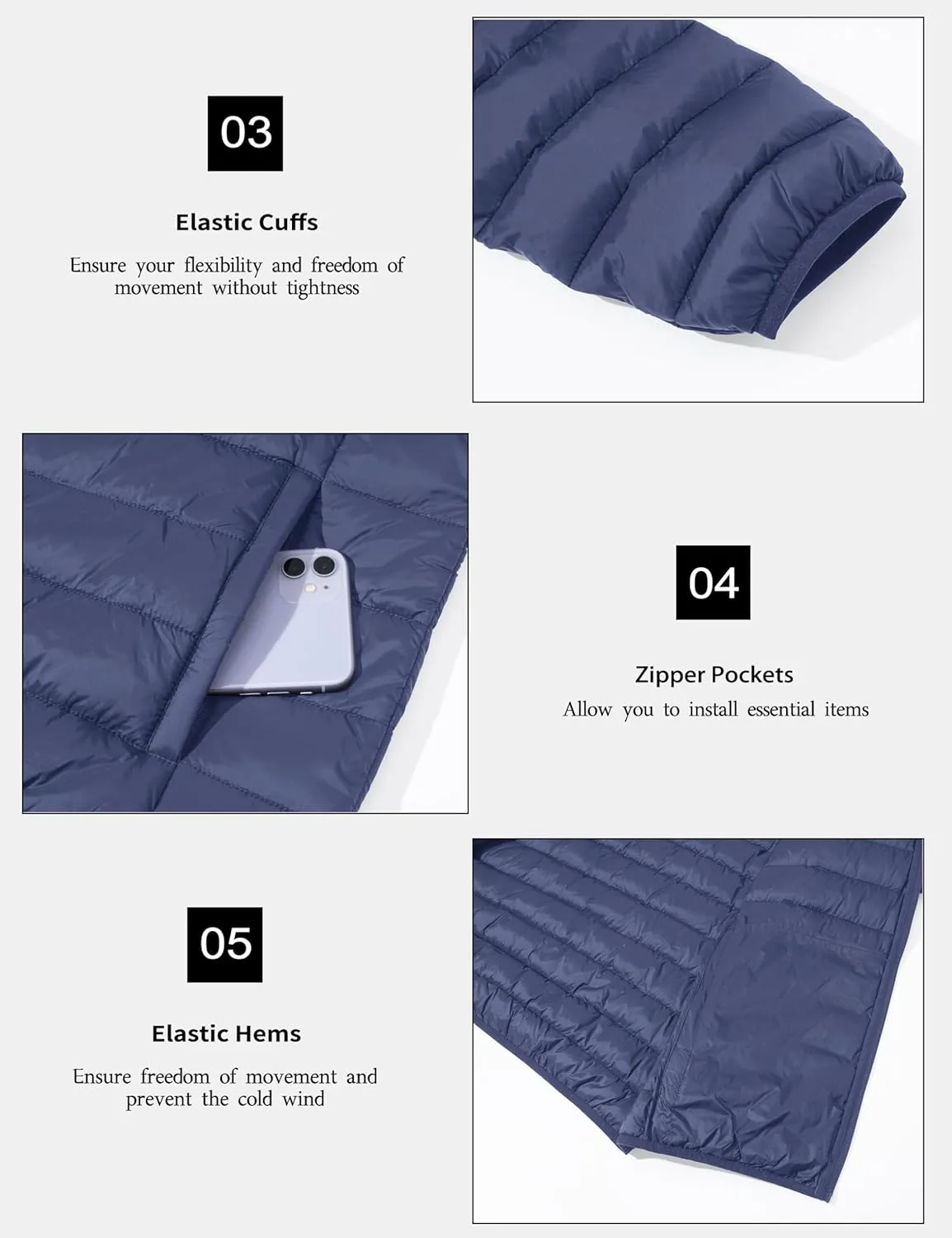 MAGCOMSEN Men's Lightweight Puffer Jacket Hooded Full Zip Water-Resistant Quilted Lined Winter Coats