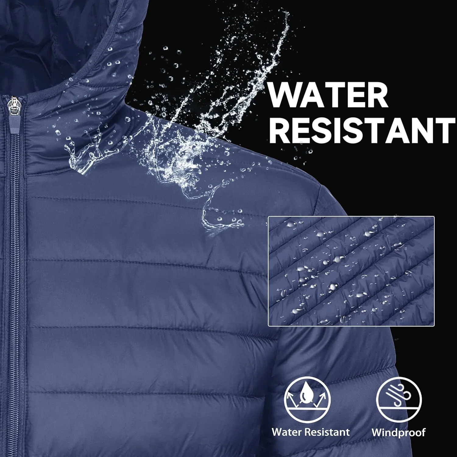 MAGCOMSEN Men's Lightweight Puffer Jacket Hooded Full Zip Water-Resistant Quilted Lined Winter Coats