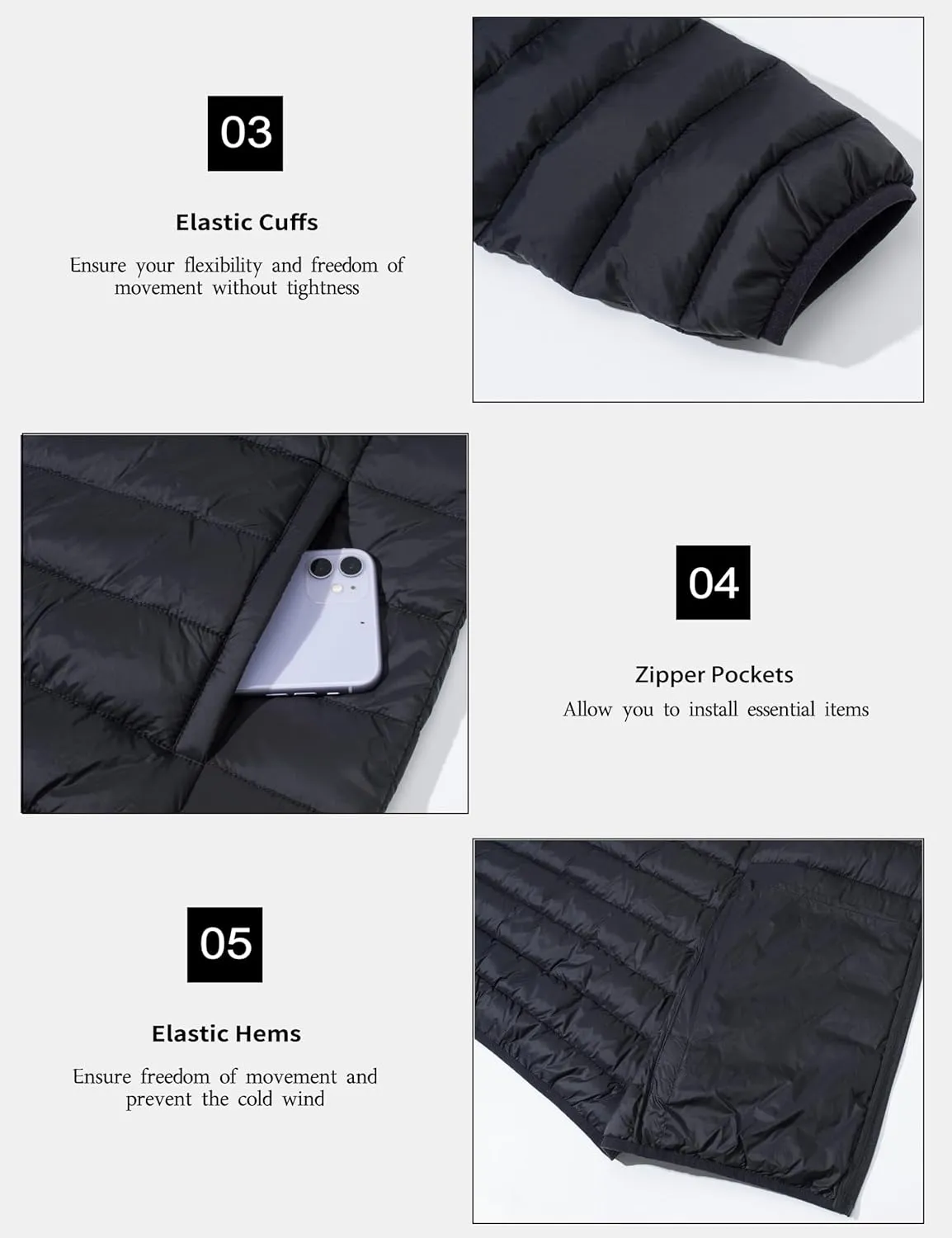 MAGCOMSEN Men's Lightweight Puffer Jacket Hooded Full Zip Water-Resistant Quilted Lined Winter Coats