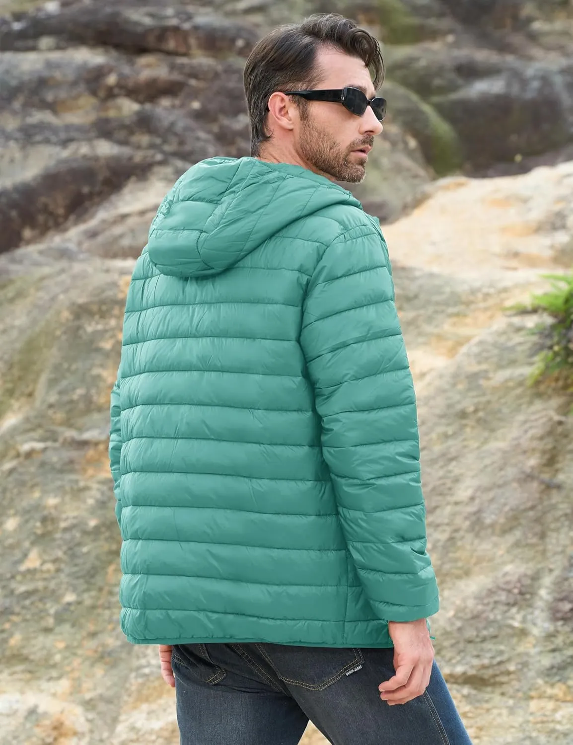 MAGCOMSEN Men's Lightweight Puffer Jacket Hooded Full Zip Water-Resistant Quilted Lined Winter Coats