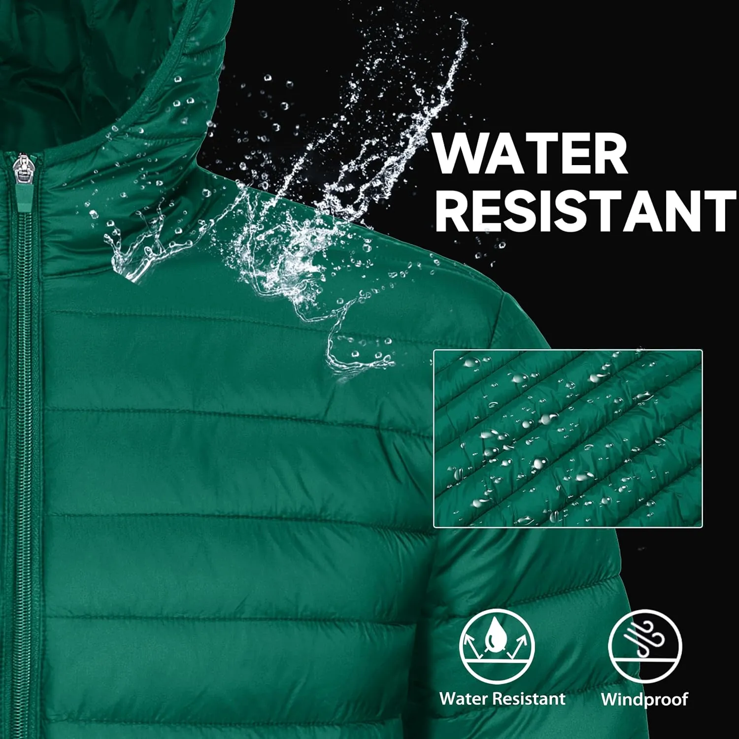 MAGCOMSEN Men's Lightweight Puffer Jacket Hooded Full Zip Water-Resistant Quilted Lined Winter Coats