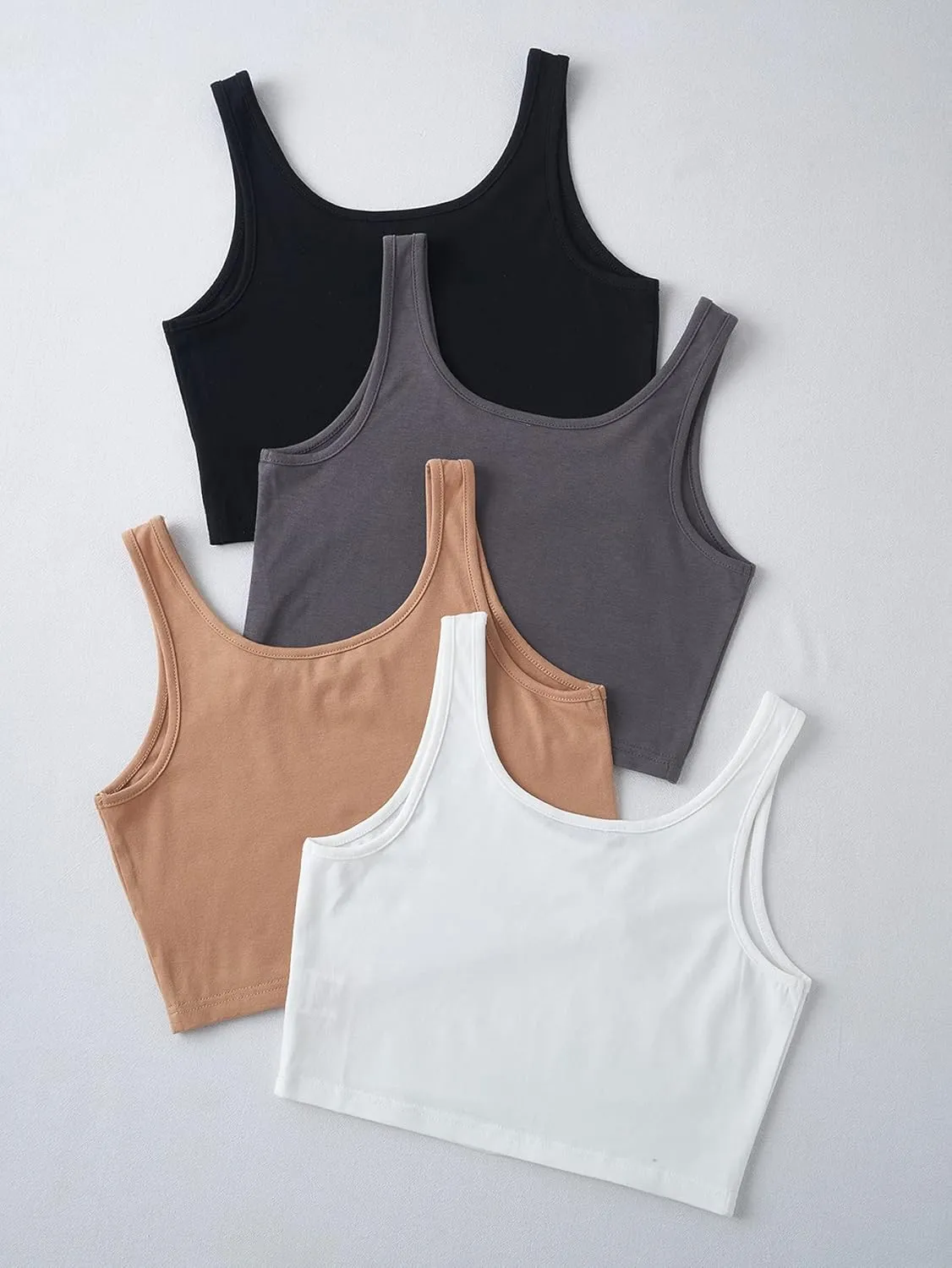 MakeMeChic Women's 4packs Plus Size Rib Knit Sleeveless Tank Crop Top
