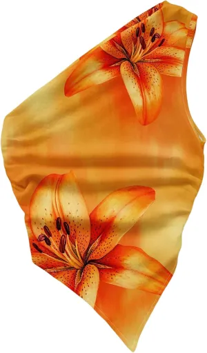 MakeMeChic Women's Floral One Shoulder Tank Top Ruched Asymmetrical Sleeveless Y2k Tops