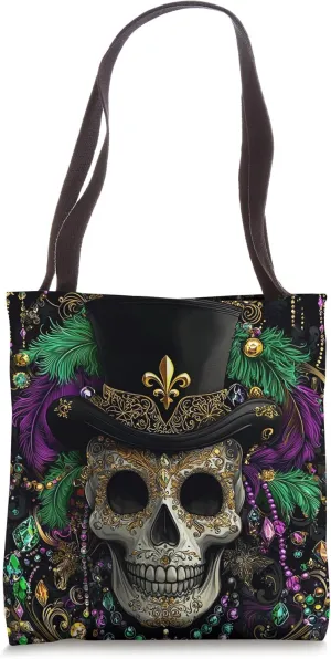 Mardi Gras - Skull Top Hat New Orleans Witch Doctor Voodoo Tote Bag