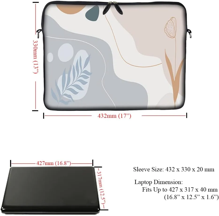 Meffort Inc 17 17.3 inch Neoprene Laptop Sleeve Bag Carrying Case with Hidden Handle and Adjustable Shoulder Strap - Abstract Art