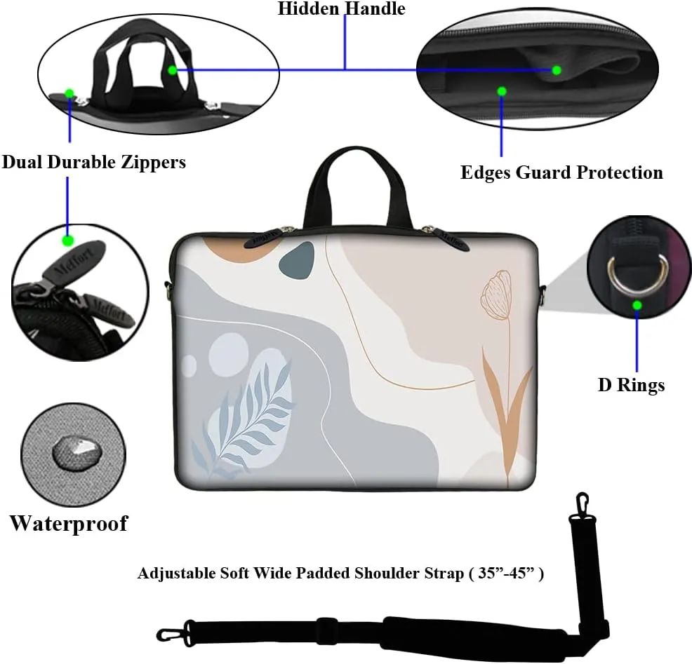 Meffort Inc 17 17.3 inch Neoprene Laptop Sleeve Bag Carrying Case with Hidden Handle and Adjustable Shoulder Strap - Abstract Art