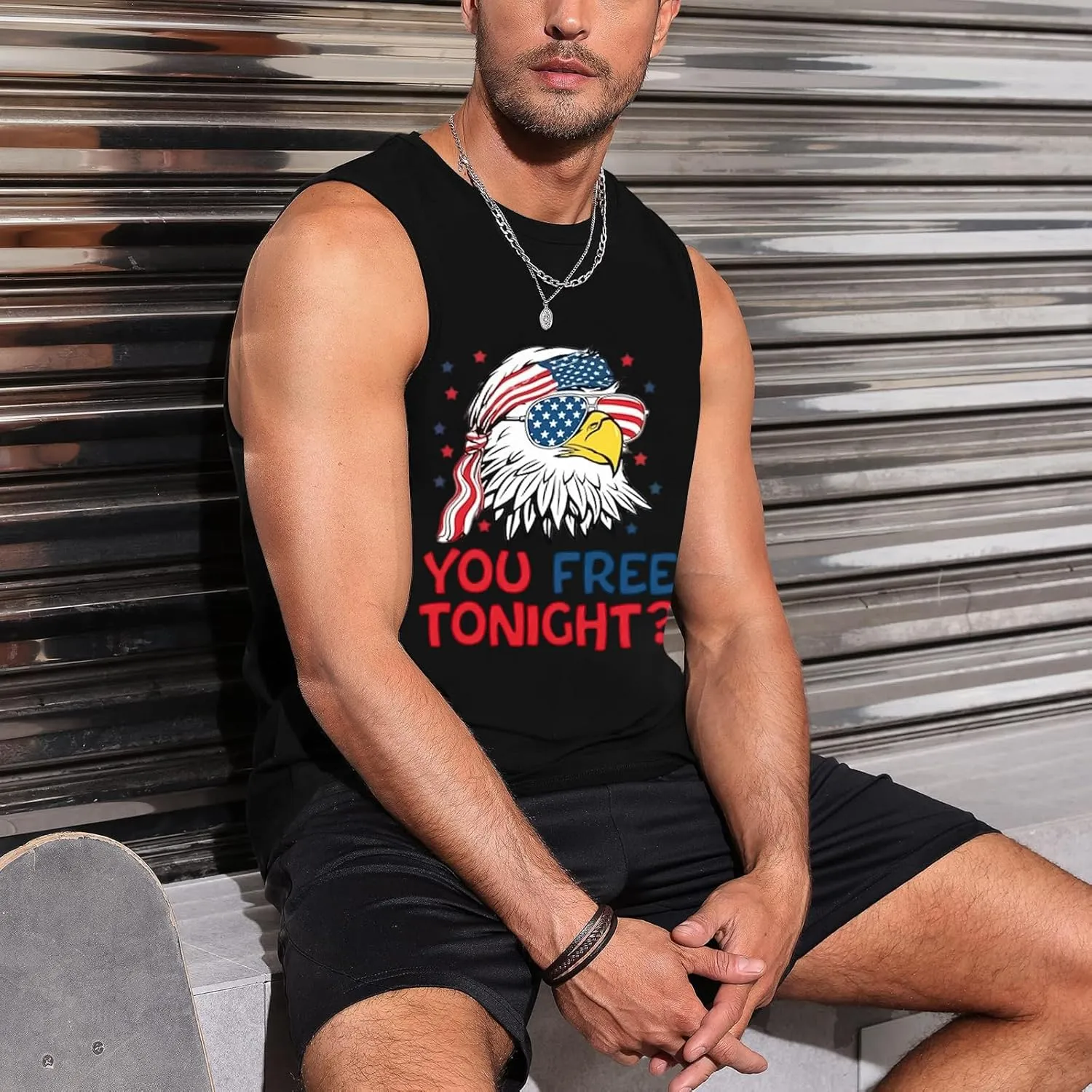 Mens American Flag Tank Top Sleeveless 4th of July Independence Day Tops