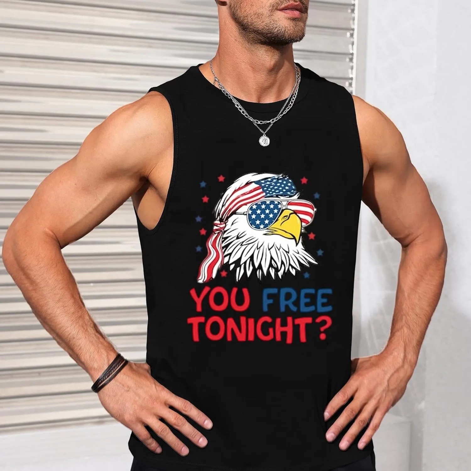 Mens American Flag Tank Top Sleeveless 4th of July Independence Day Tops