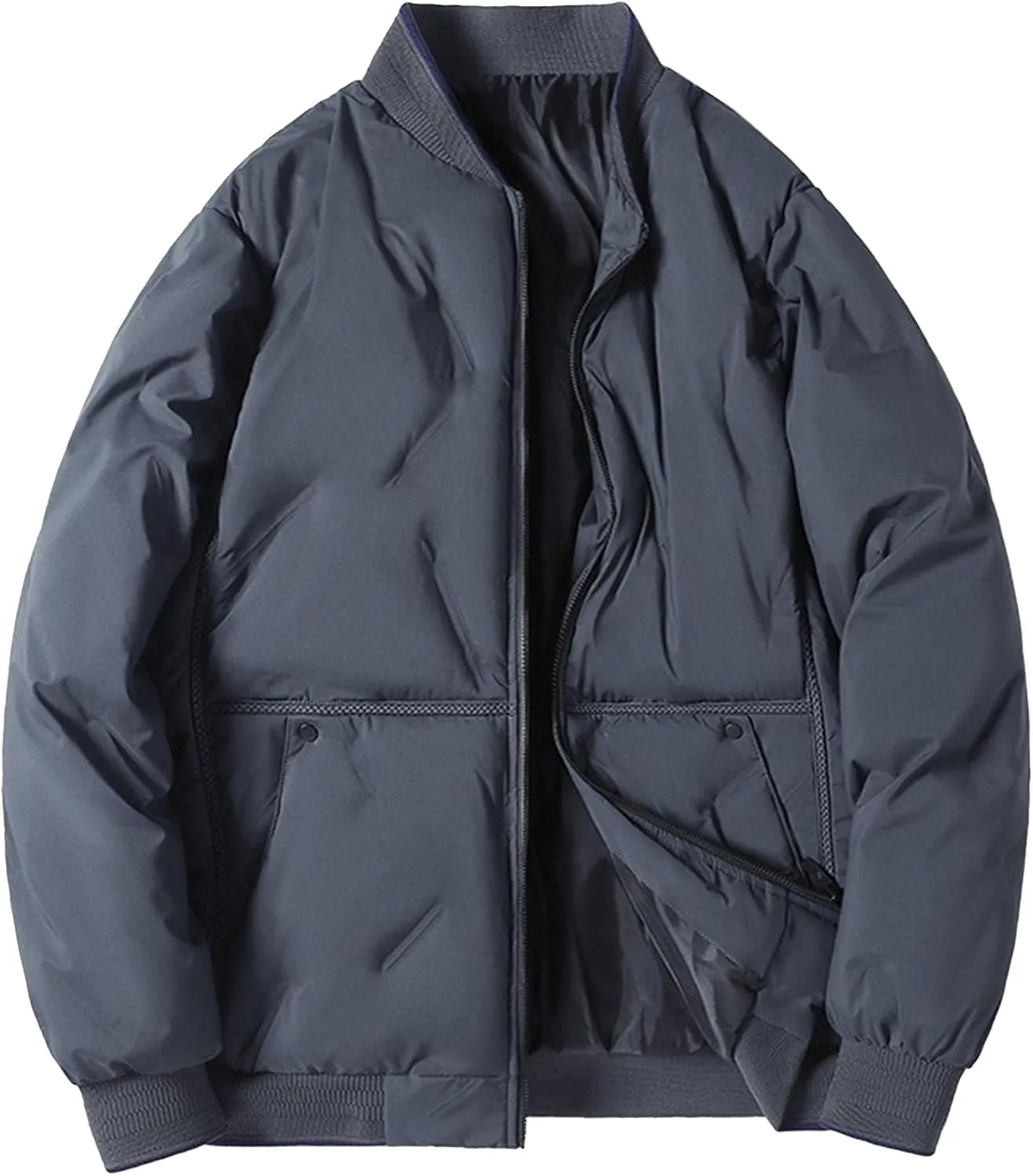 Men's Bomber Padded Cotton Jacket Quilted Puffer Jackets Warm Male Coats Zipper Winter Casual Varsity Coat