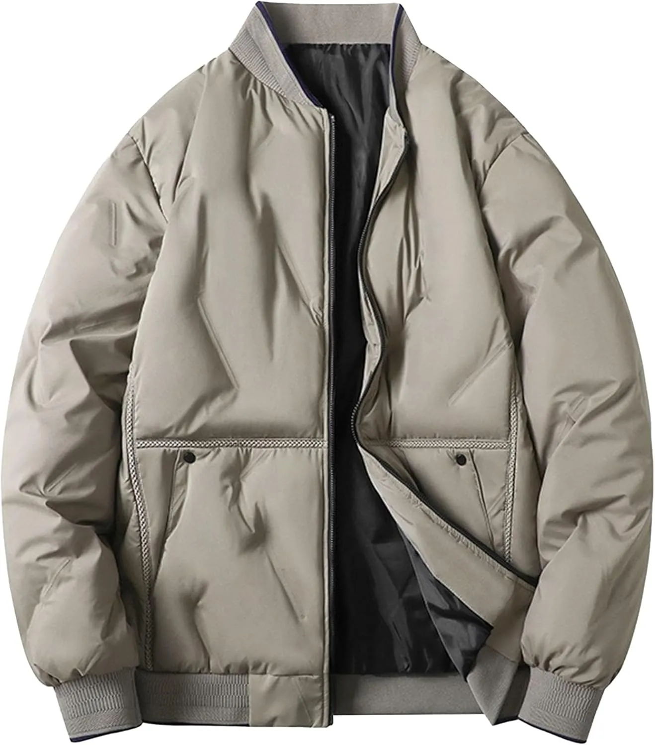 Men's Bomber Padded Cotton Jacket Quilted Puffer Jackets Warm Male Coats Zipper Winter Casual Varsity Coat