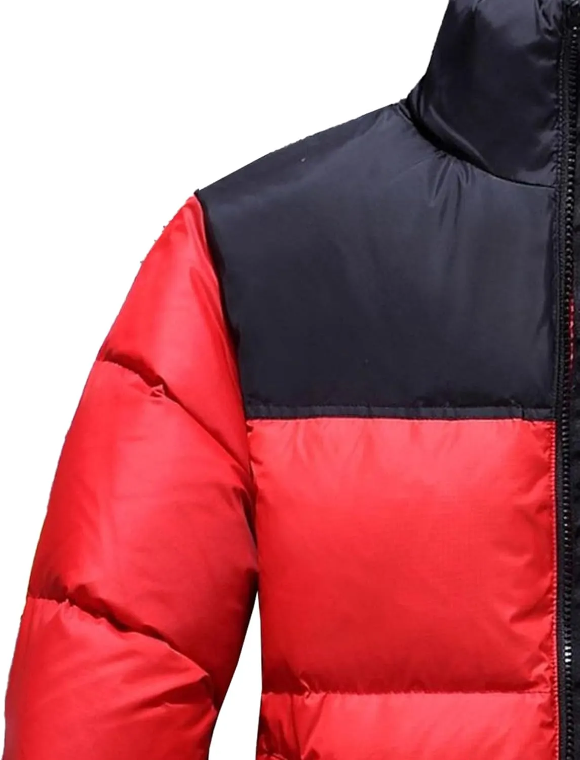 Mens Color Block Puffy Jacket Winter Zip Up Warm Male Down Coat Stand Collar Windproof Puffer Jackets