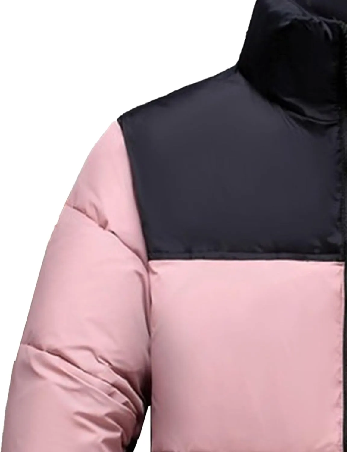 Mens Color Block Puffy Jacket Winter Zip Up Warm Male Down Coat Stand Collar Windproof Puffer Jackets