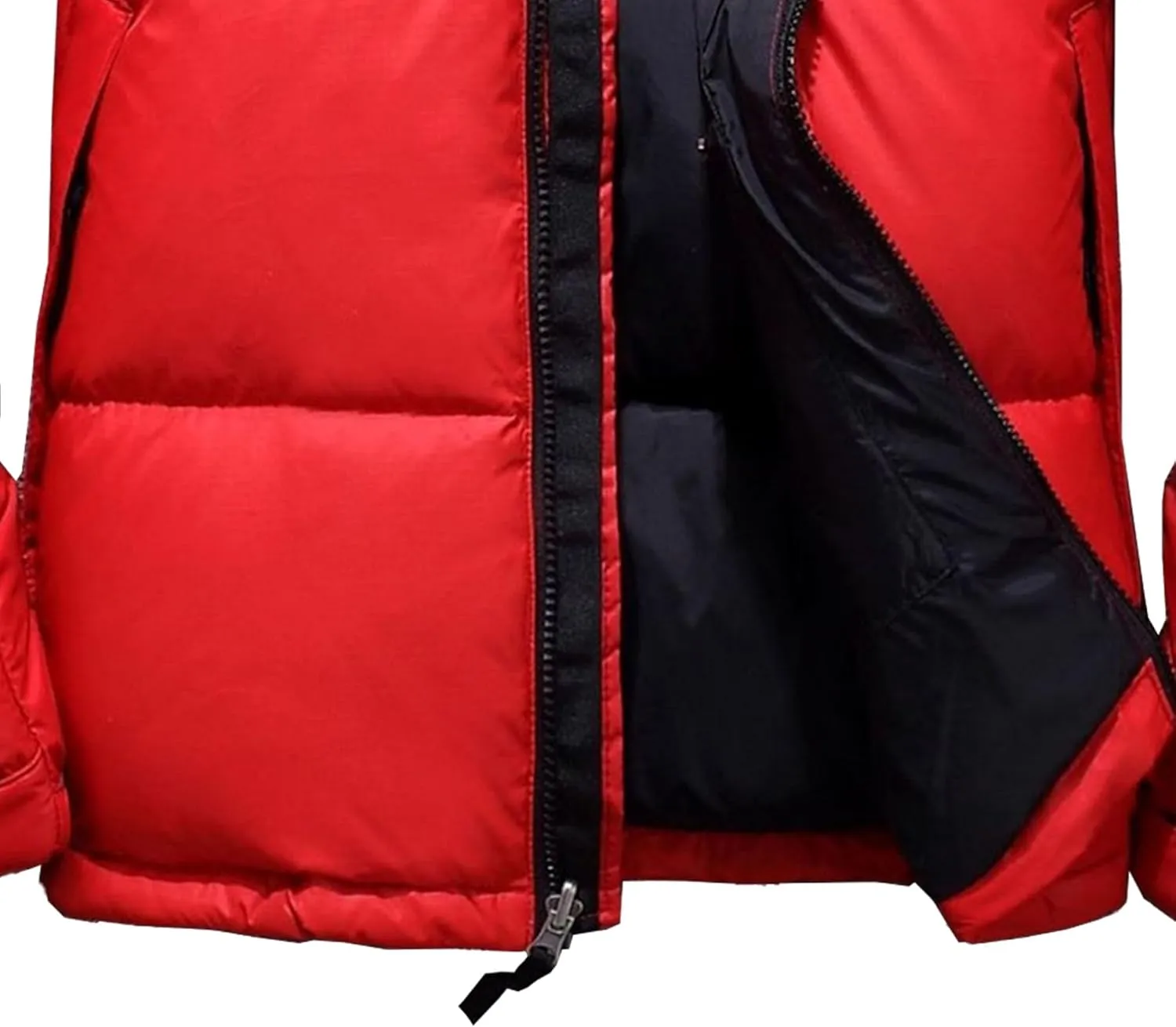 Mens Color Block Puffy Jacket Winter Zip Up Warm Male Down Coat Stand Collar Windproof Puffer Jackets