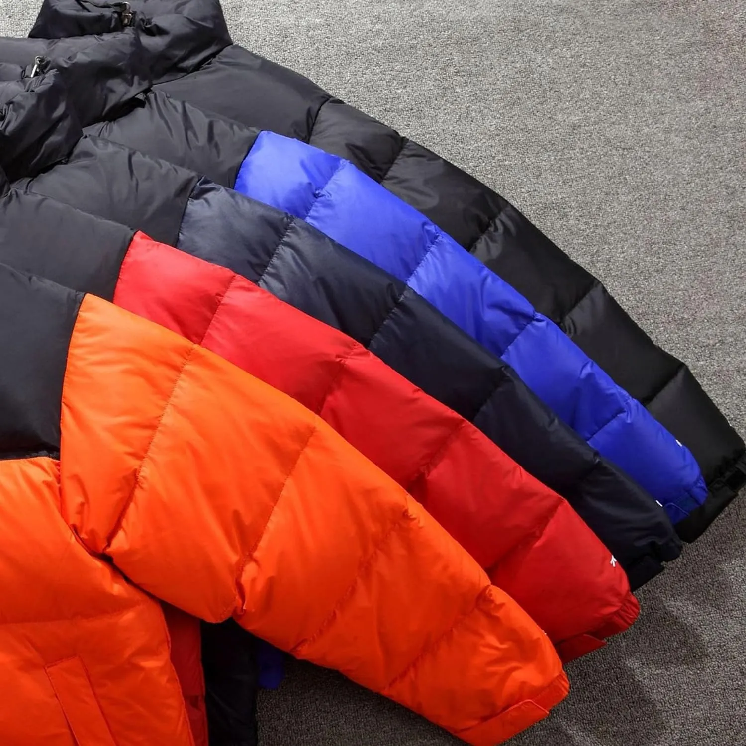 Mens Color Block Puffy Jacket Winter Zip Up Warm Male Down Coat Stand Collar Windproof Puffer Jackets