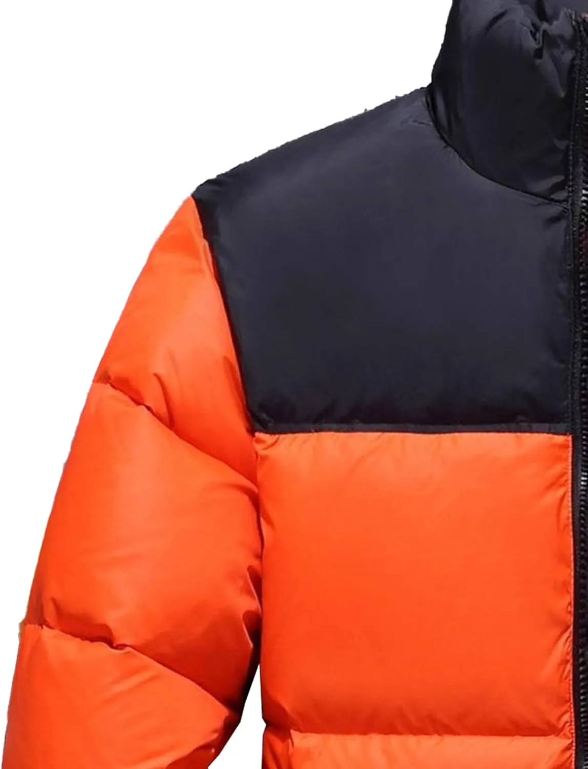 Mens Color Block Puffy Jacket Winter Zip Up Warm Male Down Coat Stand Collar Windproof Puffer Jackets