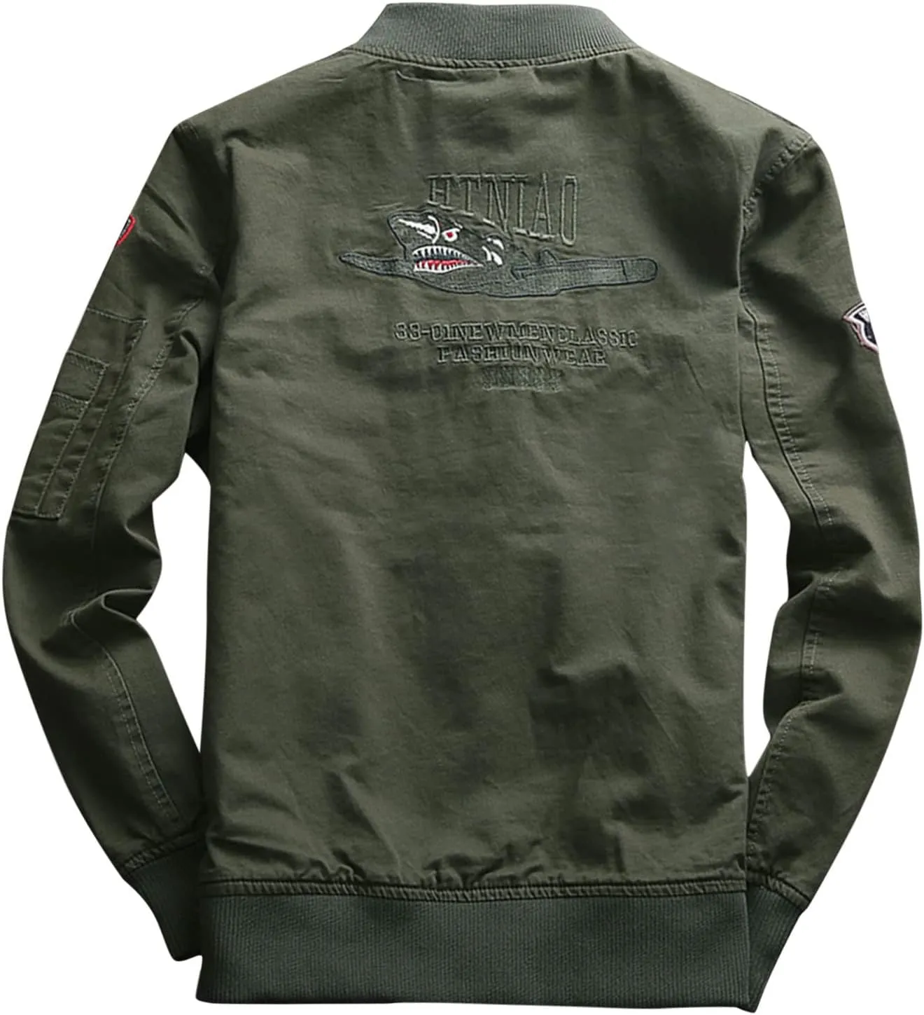 Mens Cotton Military Jackets USA American Flag Flight Bomber Jackets Lightweight Windbreakers Denim Cargo Coats