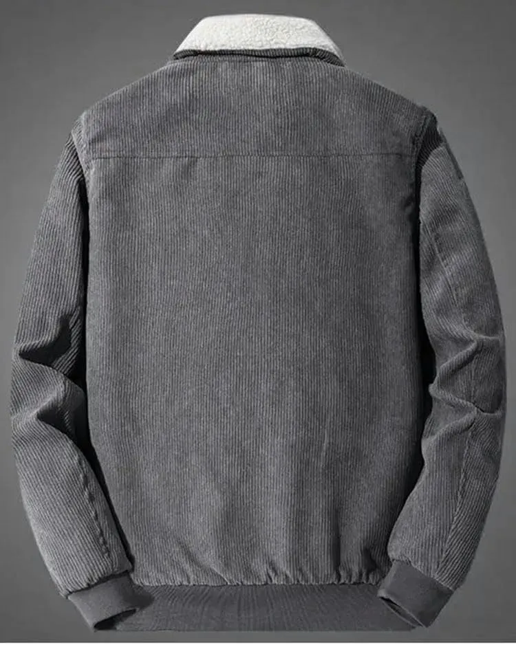 Men's Cotton-Padded Clothing Corduroy Thickened Business Solid Color Coat