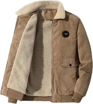 Men's Cotton-Padded Clothing Corduroy Thickened Business Solid Color Coat