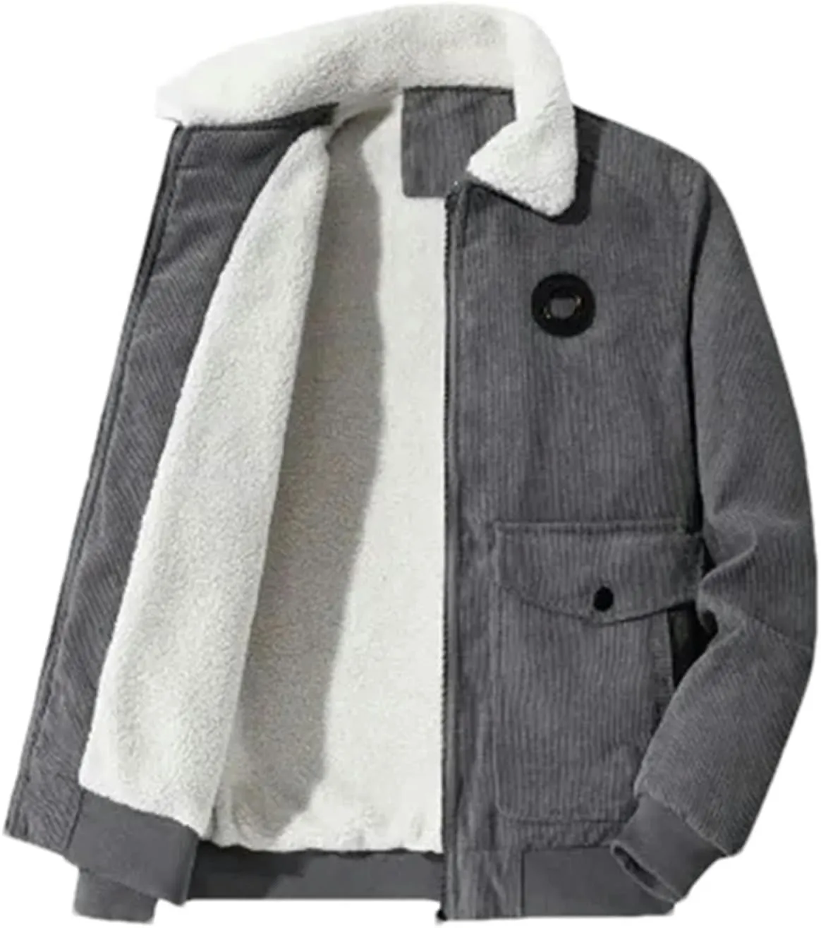 Men's Cotton-Padded Clothing Corduroy Thickened Business Solid Color Coat