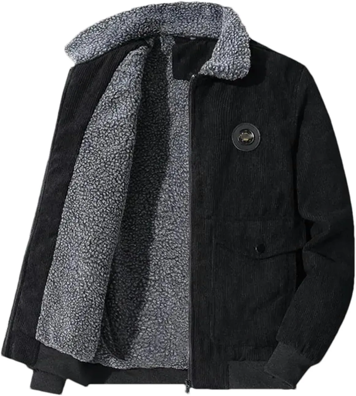 Men's Cotton-Padded Clothing Corduroy Thickened Business Solid Color Coat