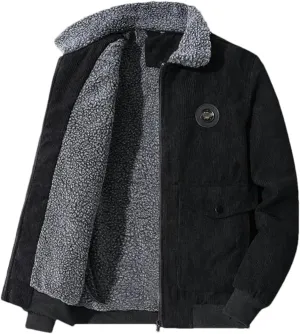 Men's Cotton-Padded Clothing Corduroy Thickened Business Solid Color Coat