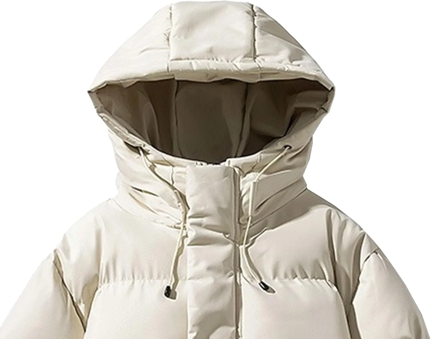 Mens Cotton Padded Down Jacket Autumn Winter Fashion Casual Puffer Coat Solid Color Thickened Quilted Hood Coats