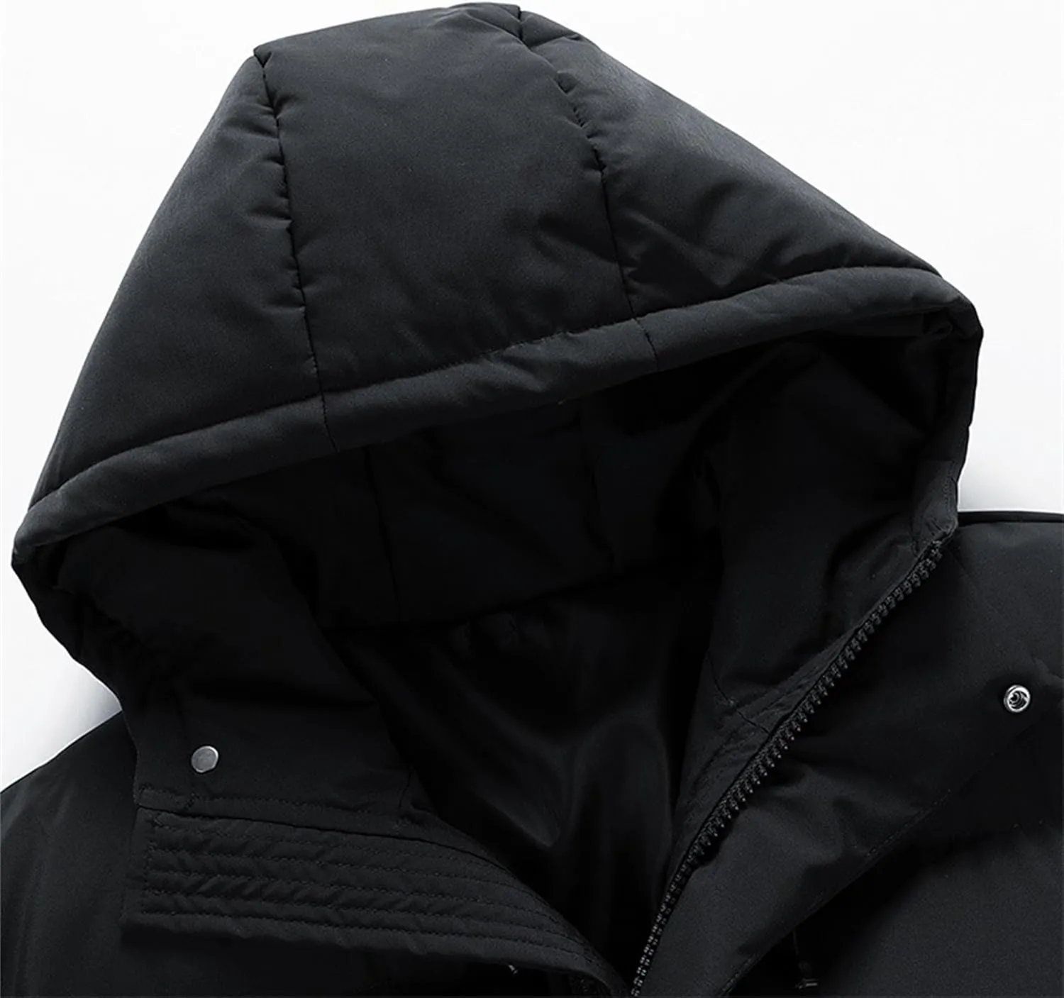 Mens Cotton Padded Down Jacket Autumn Winter Fashion Casual Puffer Coat Solid Color Thickened Quilted Hood Coats