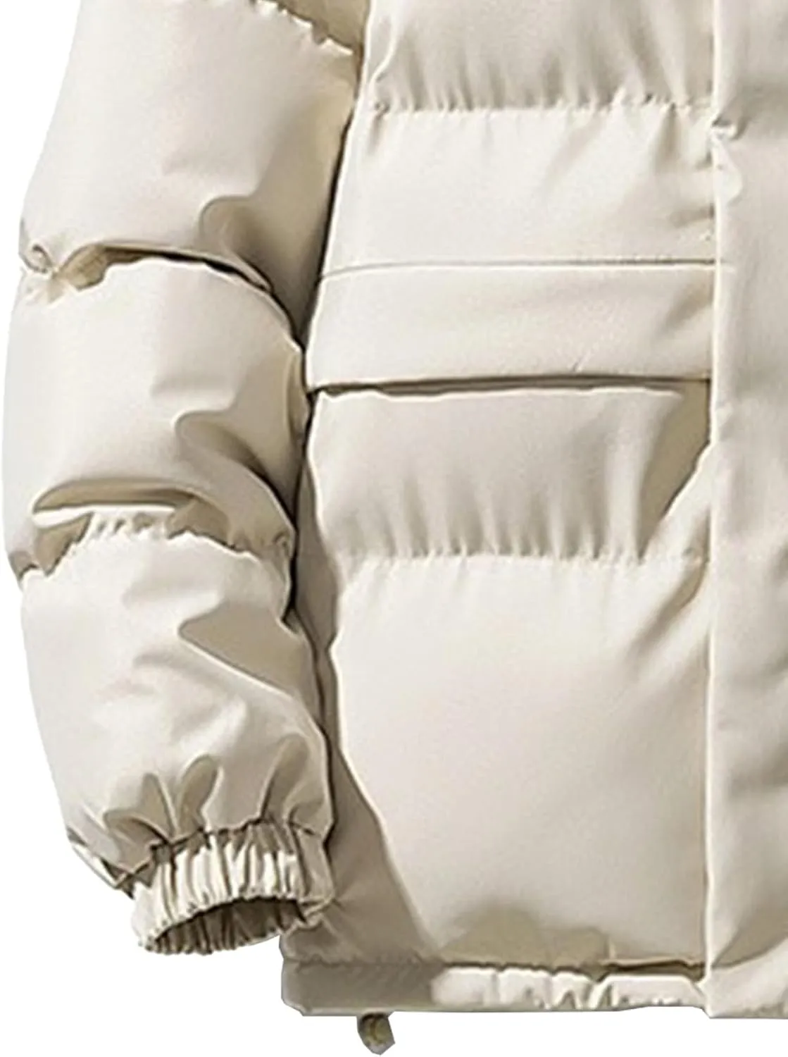 Mens Cotton Padded Down Jacket Autumn Winter Fashion Casual Puffer Coat Solid Color Thickened Quilted Hood Coats