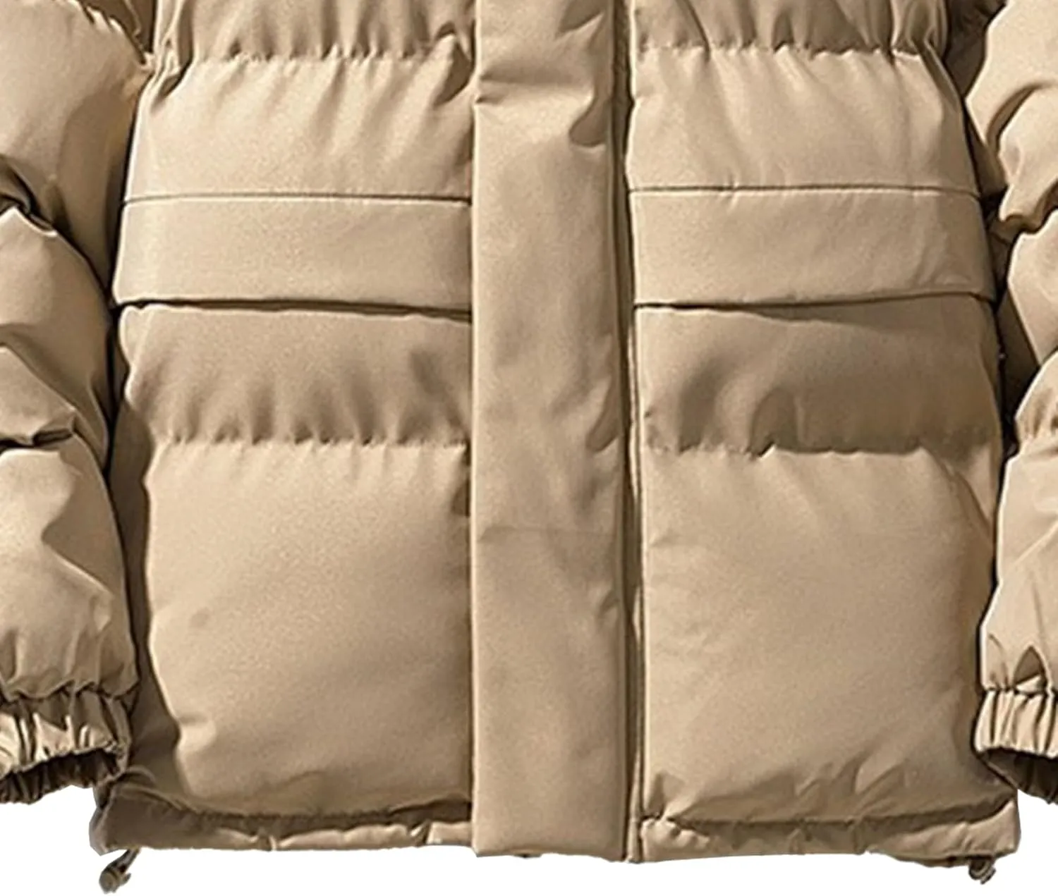 Mens Cotton Padded Down Jacket Autumn Winter Fashion Casual Puffer Coat Solid Color Thickened Quilted Hood Coats