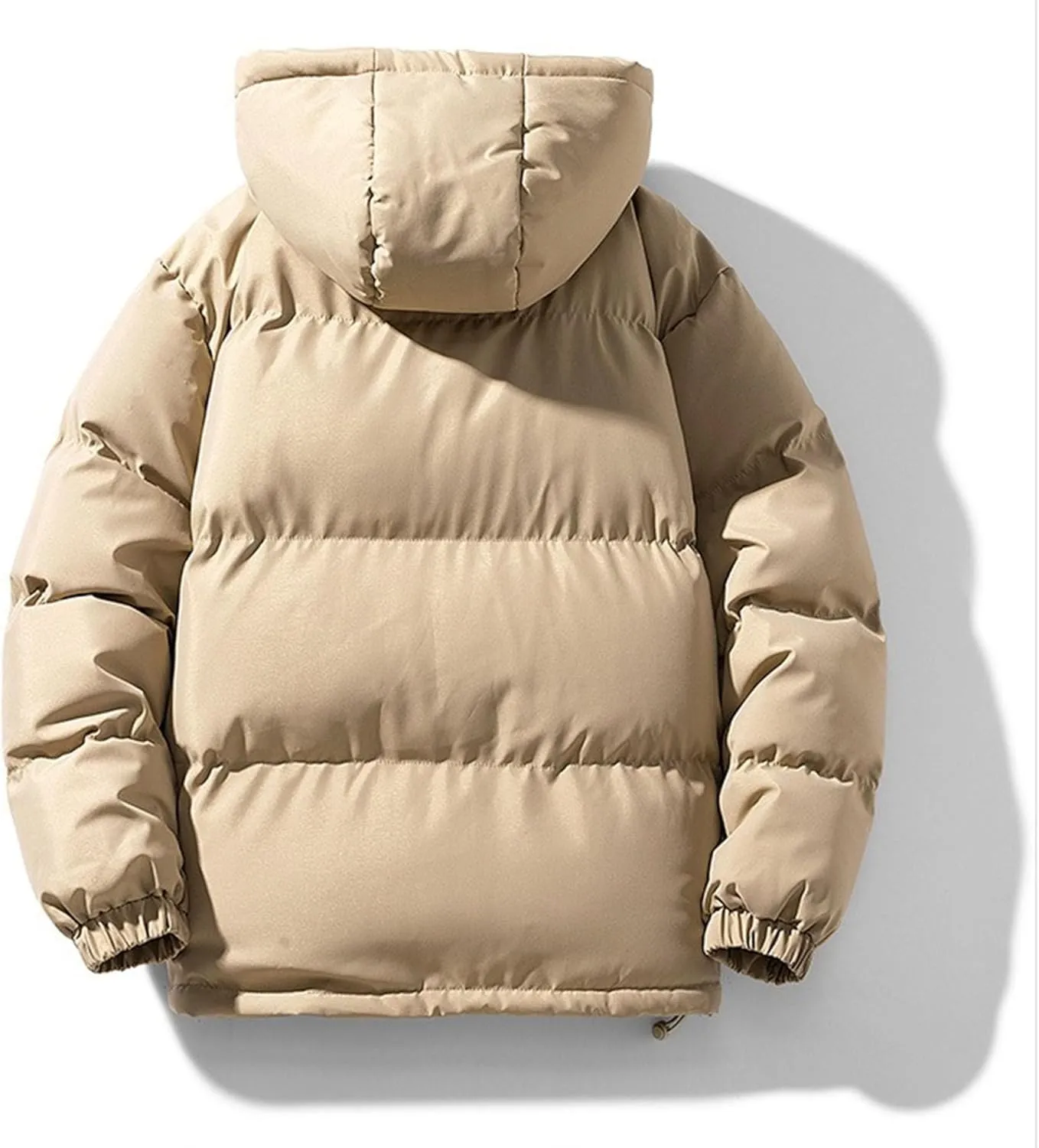 Mens Cotton Padded Down Jacket Autumn Winter Fashion Casual Puffer Coat Solid Color Thickened Quilted Hood Coats