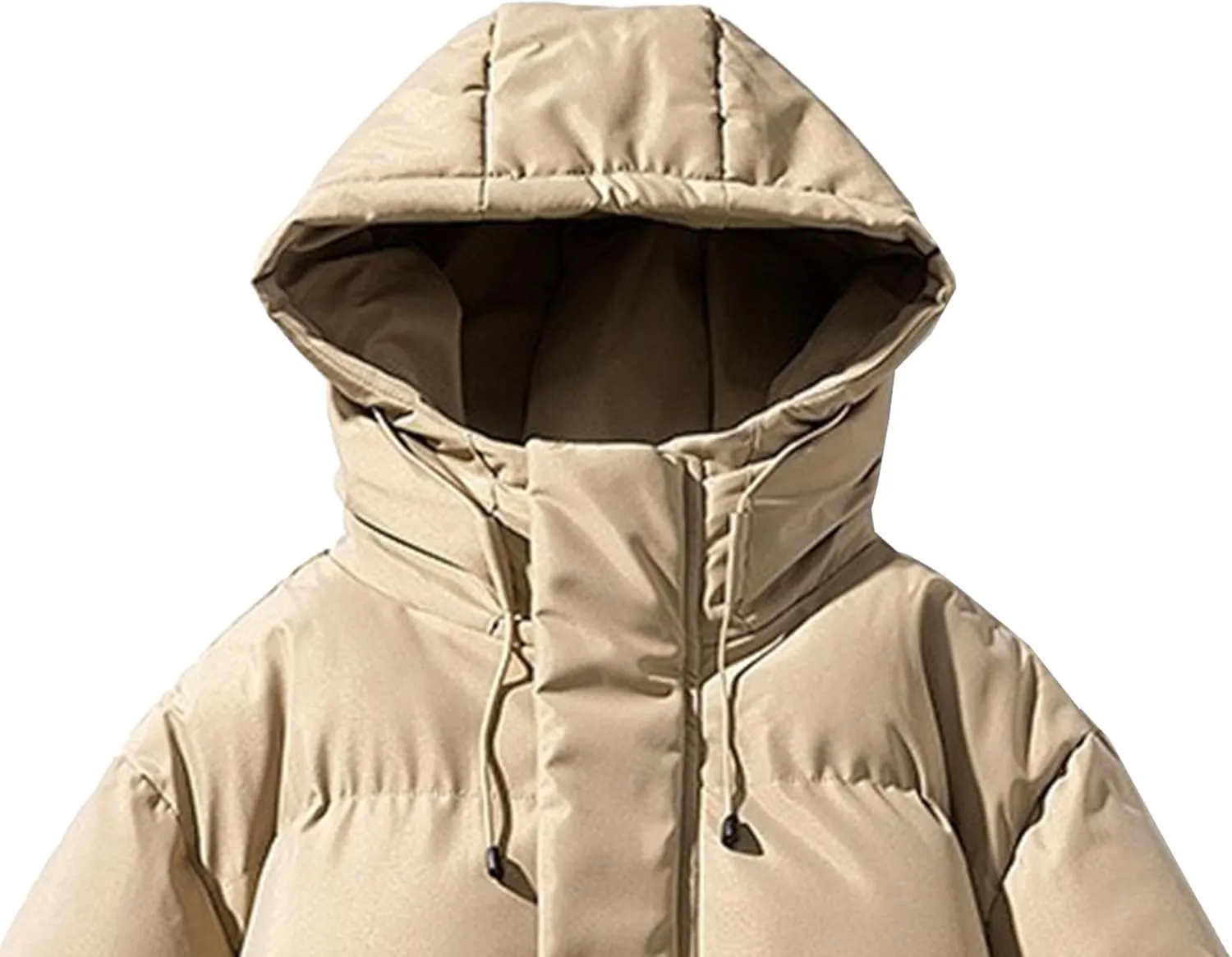 Mens Cotton Padded Down Jacket Autumn Winter Fashion Casual Puffer Coat Solid Color Thickened Quilted Hood Coats