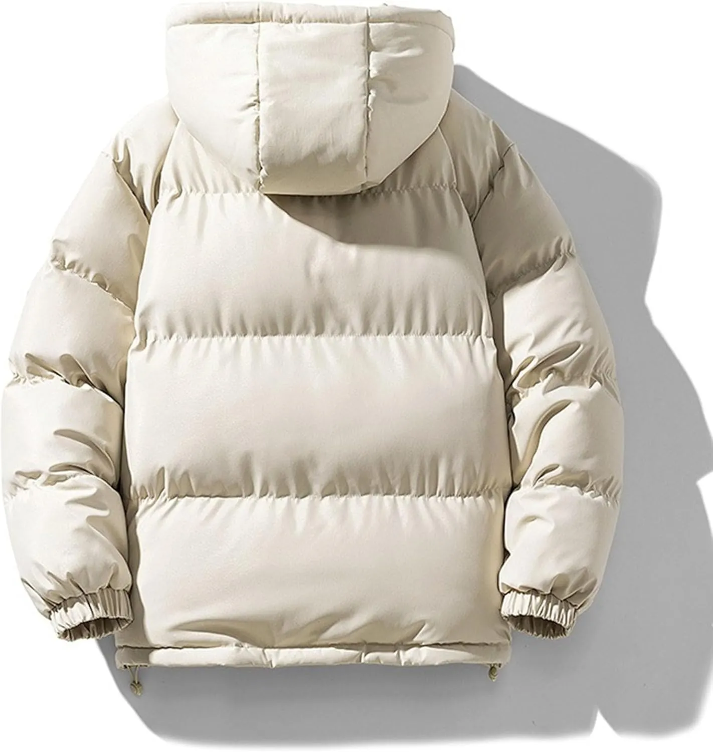 Mens Cotton Padded Down Jacket Autumn Winter Fashion Casual Puffer Coat Solid Color Thickened Quilted Hood Coats