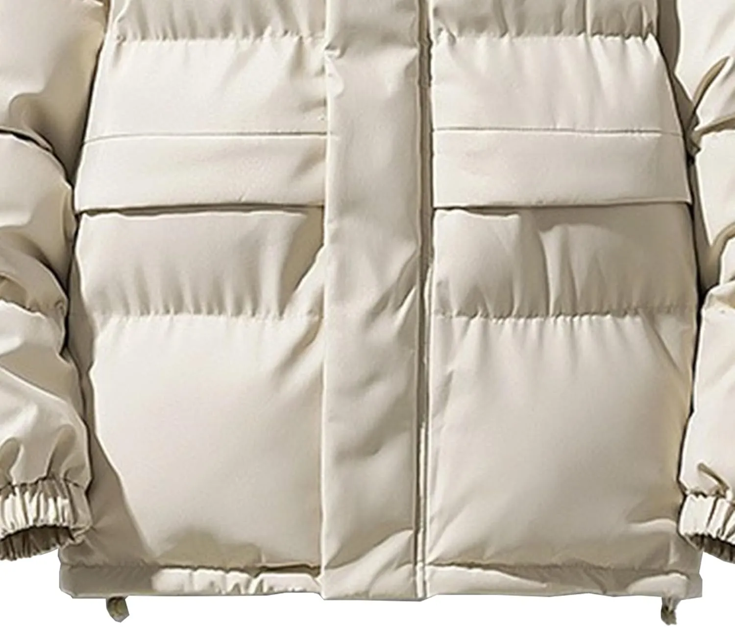 Mens Cotton Padded Down Jacket Autumn Winter Fashion Casual Puffer Coat Solid Color Thickened Quilted Hood Coats
