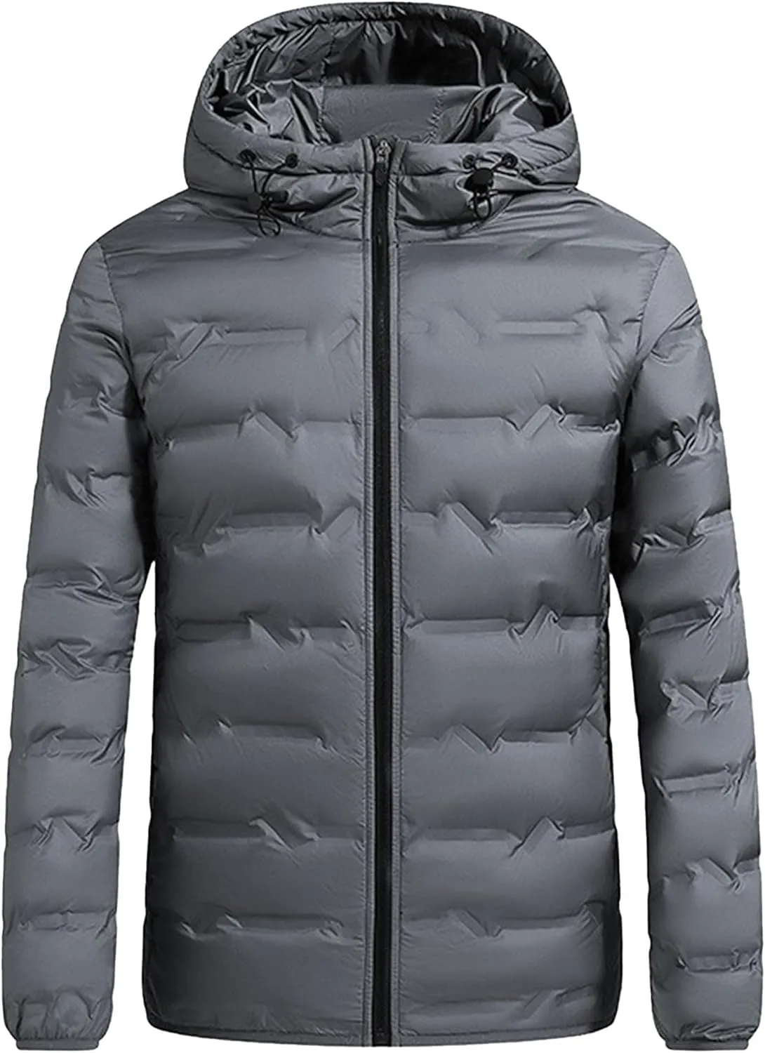Men's Down Cotton Padded Jacket Trendy Quilted Winter Warm Jackets Solid Color Comfortable Down Coat
