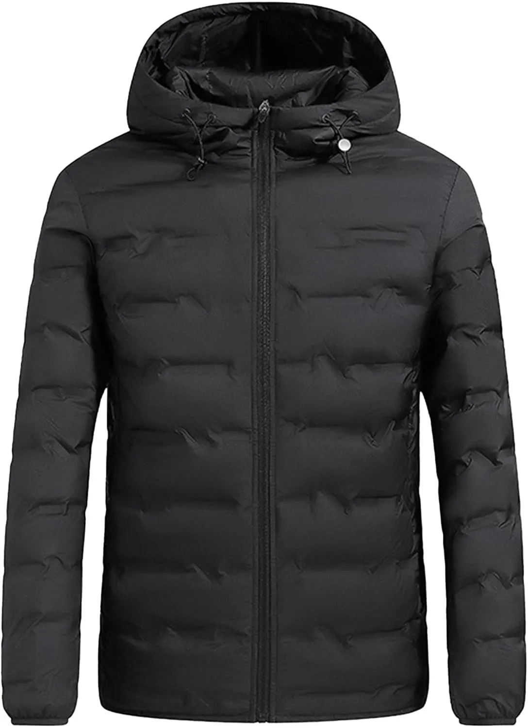 Men's Down Cotton Padded Jacket Trendy Quilted Winter Warm Jackets Solid Color Comfortable Down Coat