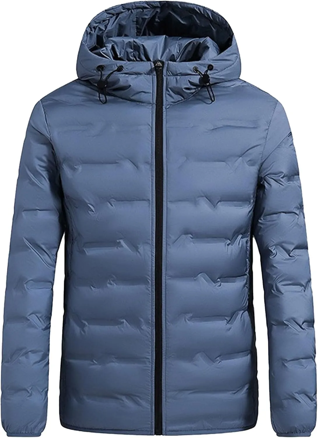 Men's Down Cotton Padded Jacket Trendy Quilted Winter Warm Jackets Solid Color Comfortable Down Coat