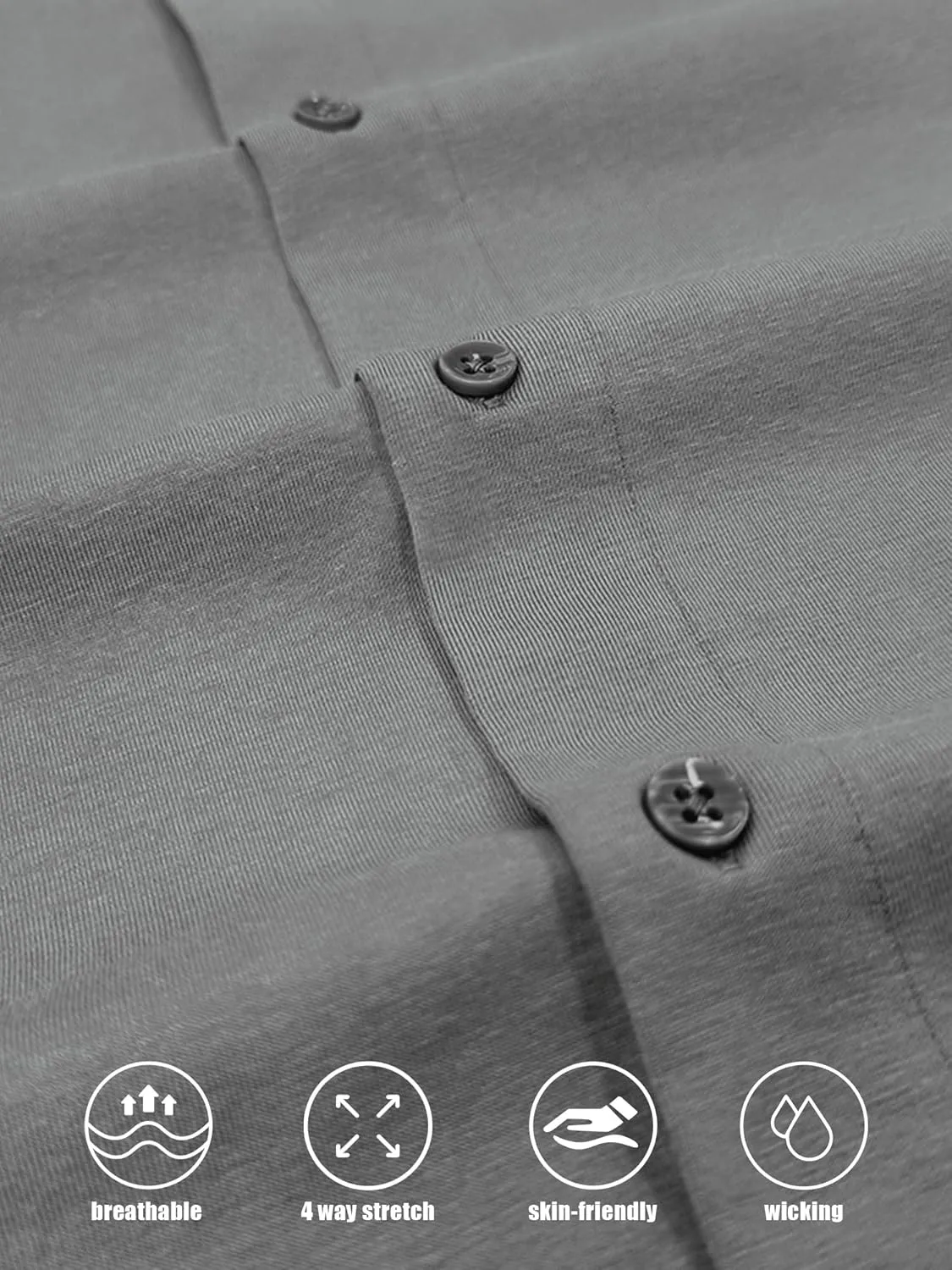 Men's Dress Shirt Slim Fit Button Down Shirt Long Sleeve No Cuff-Links Four Way Stretch Muscle Shirts for Men