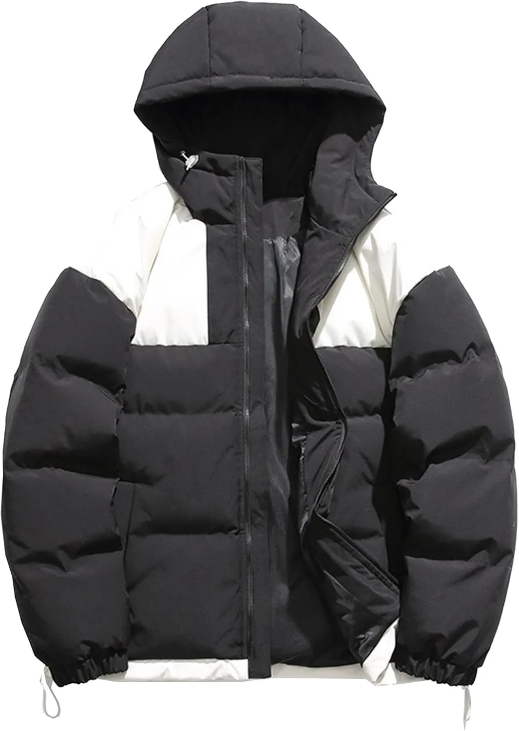 Mens Fleece Hooded Warm Bubble Coat Classic Cotton Padded Down Jackets Warm Windproof Puffer Jacket